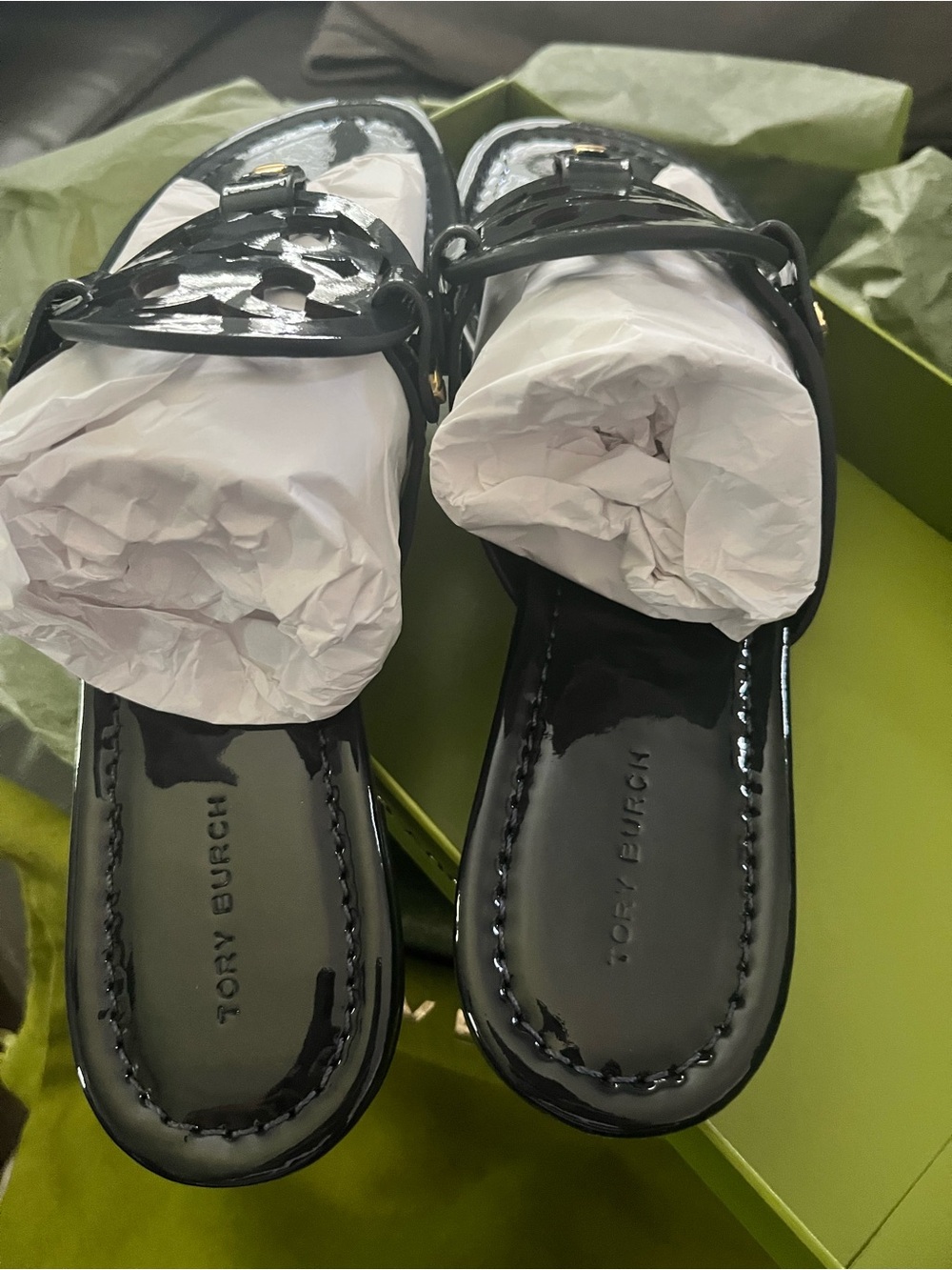 Tory Burch Miller Patent Leather Perfect Navy Thong Sandals - Picture 4 of 8